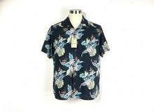 Cargar imagen en el visor de la galería, Camisa Caribbean de Seda Mezclada para Hombre Estampado Floral Azul (Talla XL)