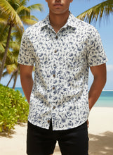 Cargar imagen en el visor de la galería, Camisa Caribbean Estampado Tropical con Piñas, Aves y Cócteles