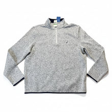 Cargar imagen en el visor de la galería, Suéter Nautica 1/4 Zip para Hombre – Blanco y Gris, Talla Grande
