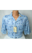 Cargar imagen en el visor de la galería, Camisa Hawaiana Con Estampado De Cóctel en Azul Seda Mezcla
