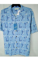 Cargar imagen en el visor de la galería, Camisa Hawaiana Con Estampado De Cóctel en Azul Seda Mezcla
